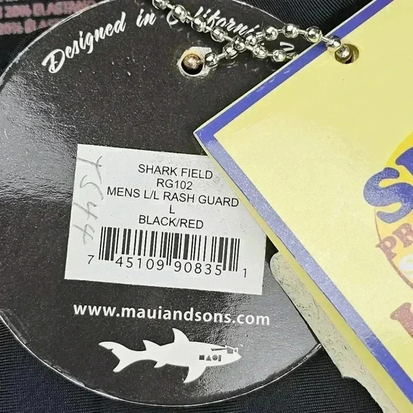 NWT NOS Maui And Sons Rash guard SPF 50+ Swim shirt # RG 102 black&red Large - Picture 5 of 7